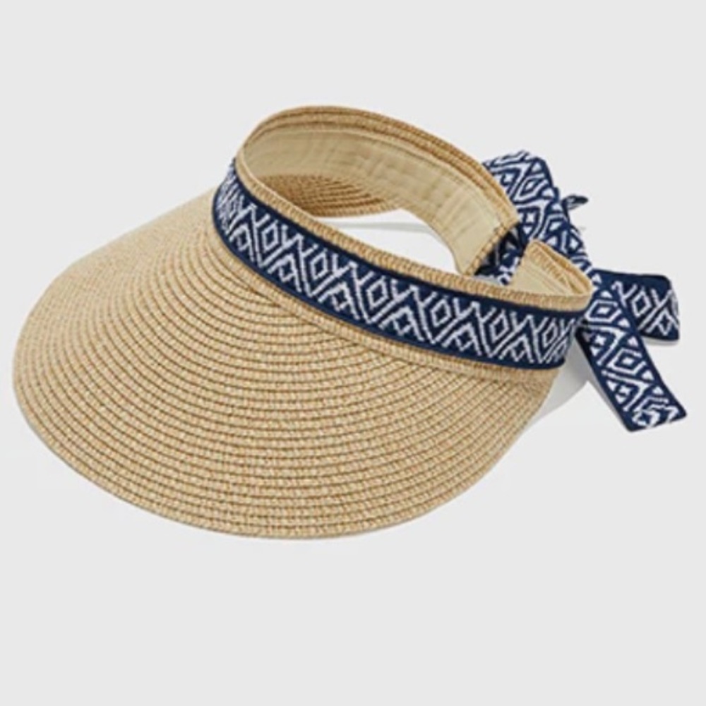 SEA & GRASS X Fabfitfun Straw Visor with Ribbon
